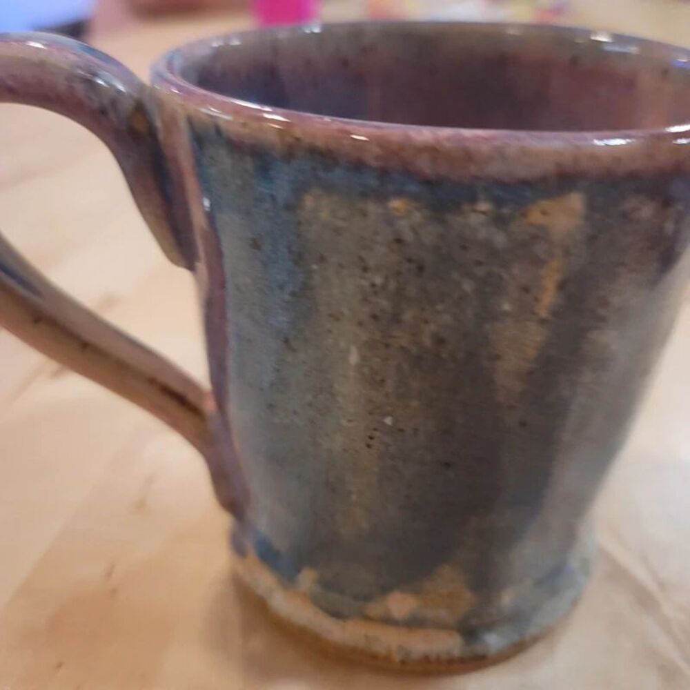 Handmade Unique Drip Glaze Pottery Mug Purple Blue Artisan